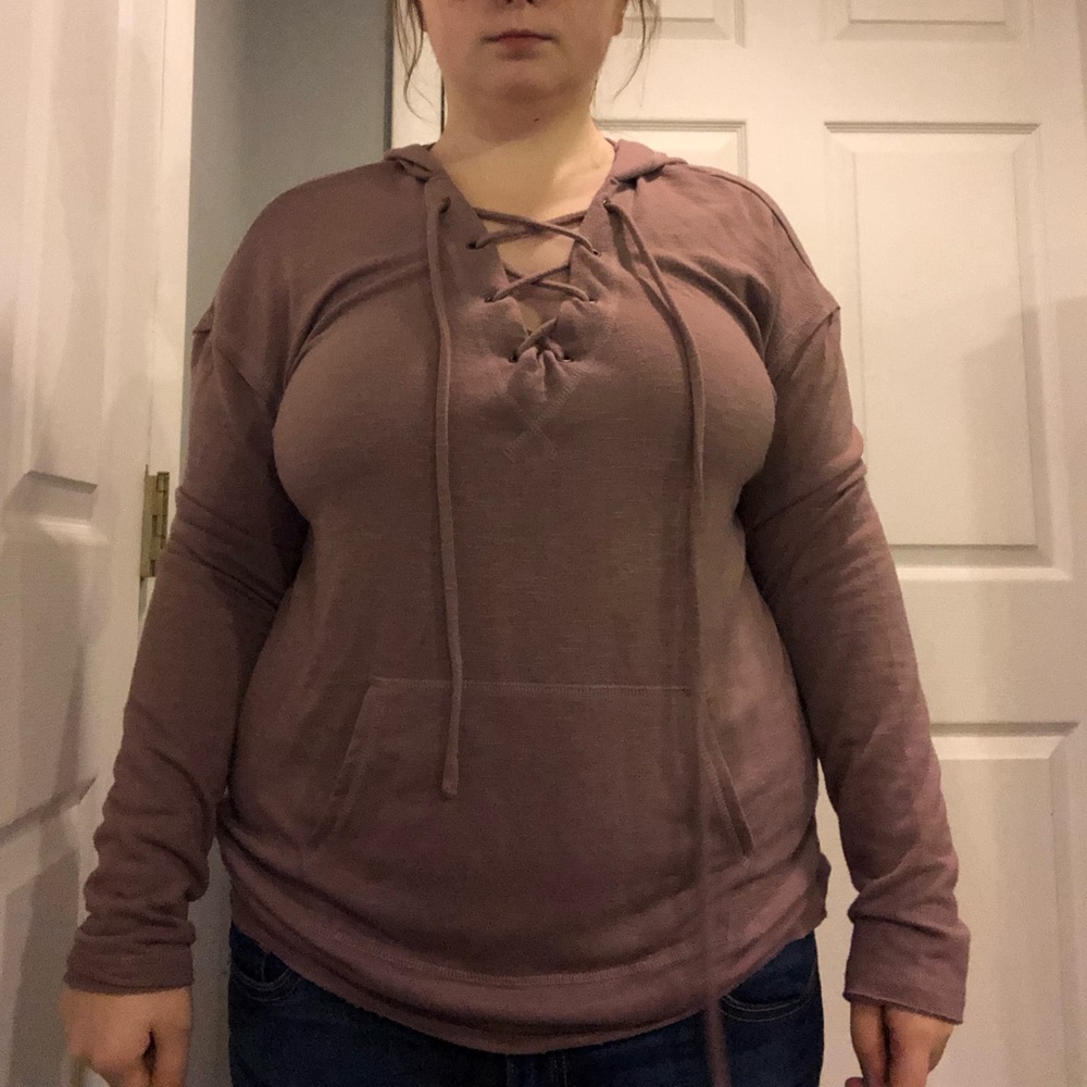 Mauve Lace Up Sweatshirt
